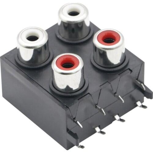 5pcs AV core socket eight-legged RCA seat four-hole PCB soldering audio video socket AV4-8.4-13A sealed