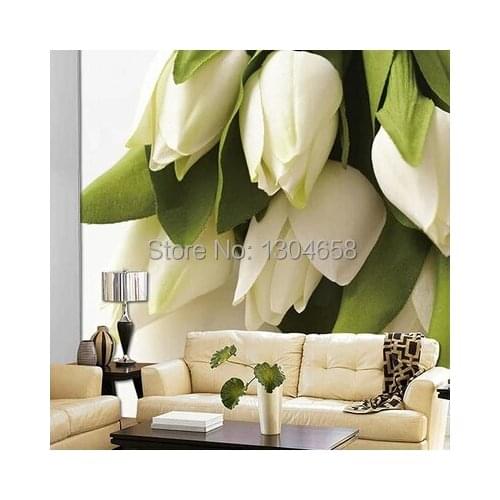 Free shipping custom modern 3D large murals TV background wallpaper and elegant living room bedroom tulips
