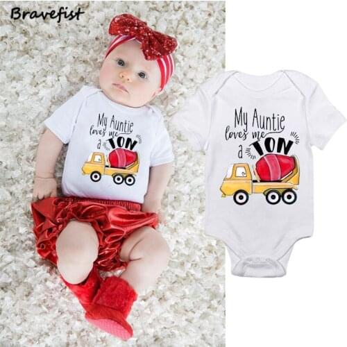 Fashion Newborn Baby Bodysuit Short Sleeve Baby Boy Girl Clothes Tiny Cotton Baby Onesie 0-24M My Auntie Loves Me Kids Jumpsuits