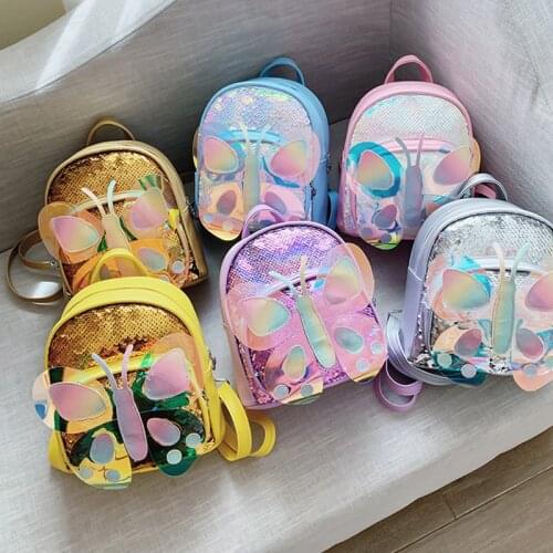 Baby Backpacks Cartoon Sequins Butterfly School Bag Kids Backpacks For Girls Travel Shoulder Bag Children Backpacks Satchels
