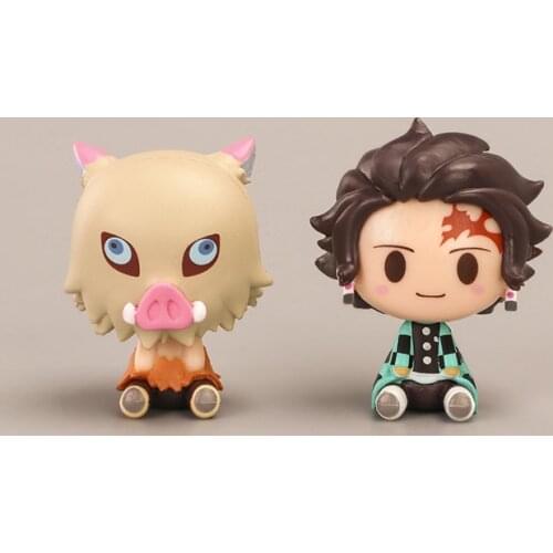 4Pcs/Set Demon Slayer Cute Dazed Eyes PVC Action Figure Kimetsu no Yaiba Tanjirou Inosuke Zenitsu Nezuko Giyuu Model 4cm