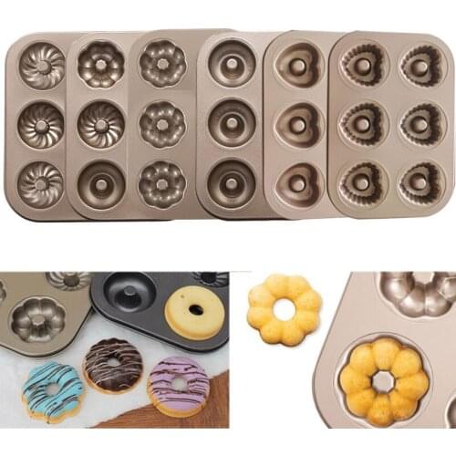 6 Cavity Non-stick Donut Cake Mold Chocolate Biscuit Muffin Dessert Baking Pan Carbon Steel Doughnut Kitchen Bakeware Tools
