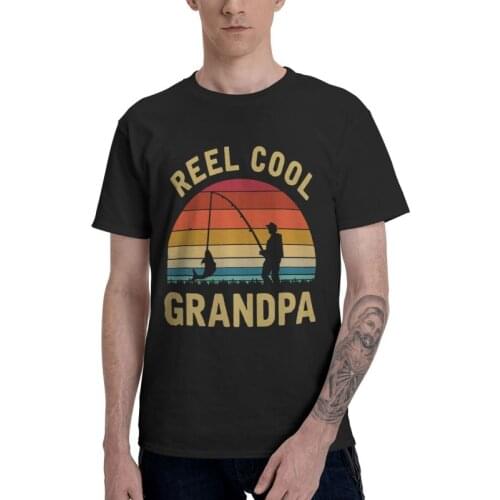 Vintage Reel Cool GRANDPA Fish T Shirts Men Short Sleeve Cotton T-shirt Fishing Fisher Tee Fashion Tshirts Gift Idea