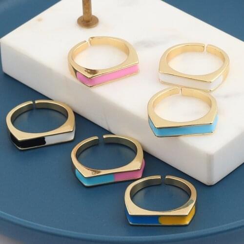 New Fashion MultiColor Enamel Rings For Women Smooth Simple Metal Type Finger Rings Wholesale Accessories Gifts Dropshipping