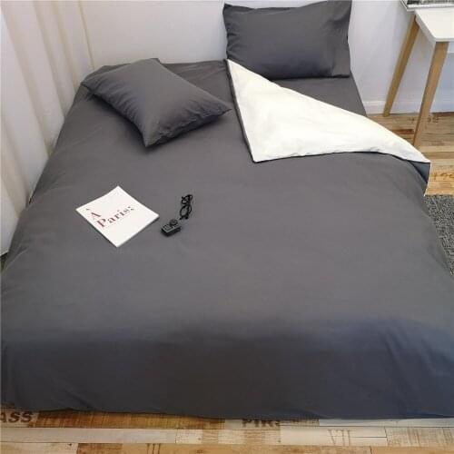 Three-Piece Gray White Quilt Cover Foreign Trade Home Textile Bedding Solid Color Bedspread Cover Sheets Thickened Brushed