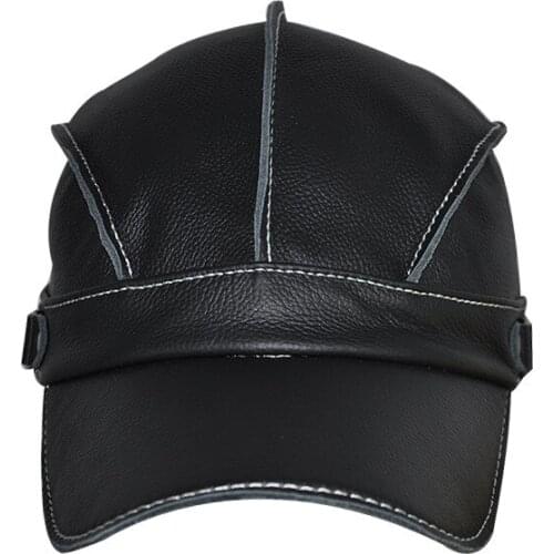 Leather Hat Male Korean New Baseball Cap Autumn Winter Outdoor Leisure Youth Middle-aged Women Men Fashion Cowhide Hats H6983