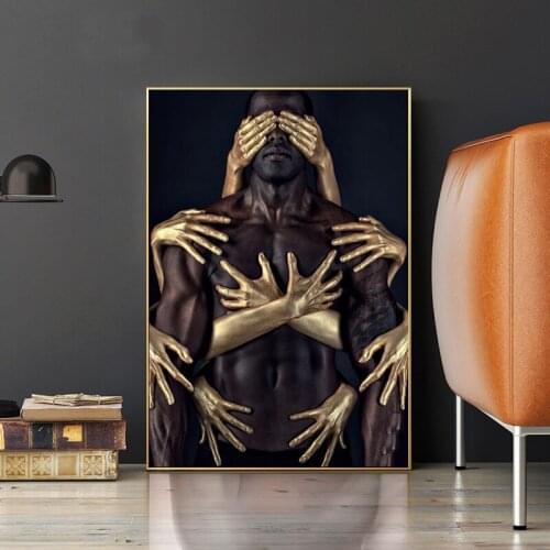 One Piece African Art Black Gold Nude Embrace Posters Canvas Print Wall Art Picture Home Decor Bedroom Bedside Oil Paintings