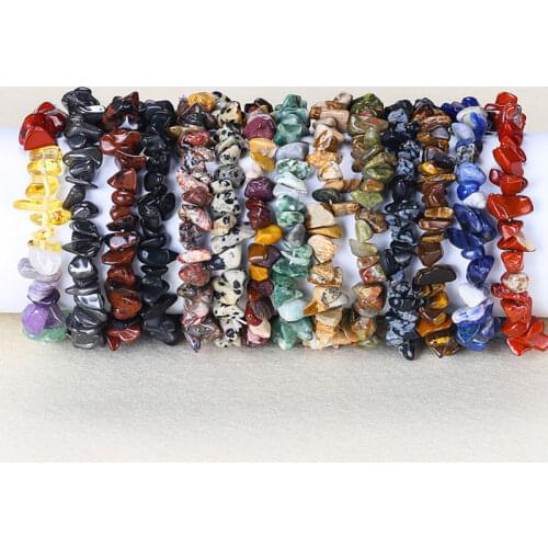 Natural Stone Freeform Chips Bracelet For Women Gifts DIY Energy Healing Stone Bracelet Tiger Eye Sodalite Jaspers Hematite