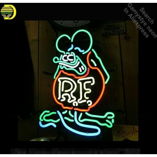 Neon Sign for Rat Fink Mouse RETRO RF Neon Tube Sign commercial Light Garage handcraft Lamps Store Displays neon light sign VD