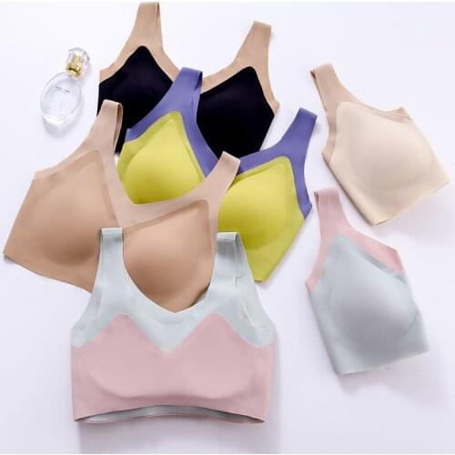 2021 New Latex Underwear Oxygen-Friendly 1.0 Non-marking bra Gathered No Steel Ring Hit Color Fashion U-shaped Beautiful Ba