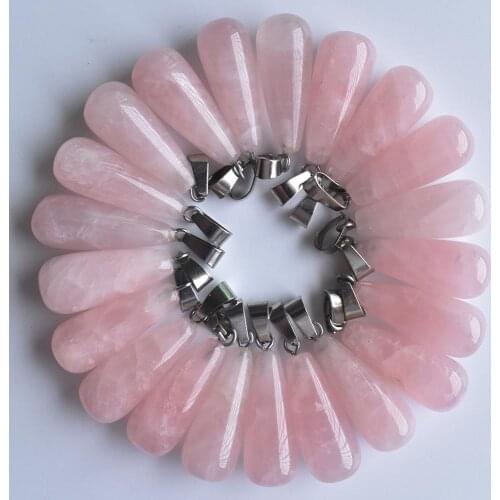Wholesale 30pcs/lot 2020 fashion pink natural stone long drop shape pendants for jewelry accessories marking free shipping