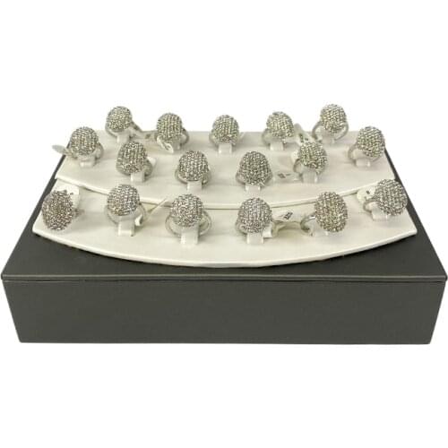 Fashion 15*22Cm 17 Slots PU Wooden Ring Stand Holder Studs Jewelry Storage Organizer Jewelry Store Shop Window Display Tray