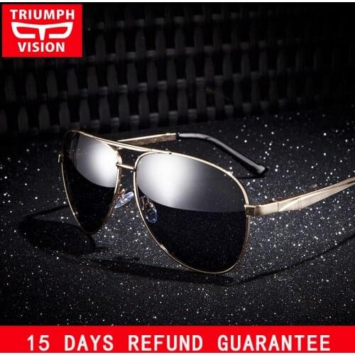 TRIUMPH VISION Male Sunglasses Classic Brand Design Lunette Polaroid lens Sun Glasses for men High Quality Metal Oculos