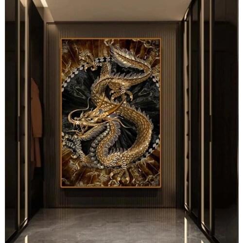 Modern Art Canvas Painting Chinese Dragon Posters and Prints Print Mural Pictures Living Room Home Wall Decoration Cuadros