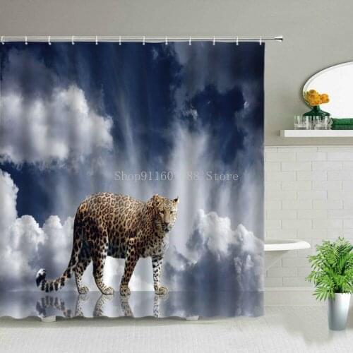 3D Printed African Animal Pattern Shower Curtain Leopard Bathroom Bathtub Decor Gift Waterproof Curtains