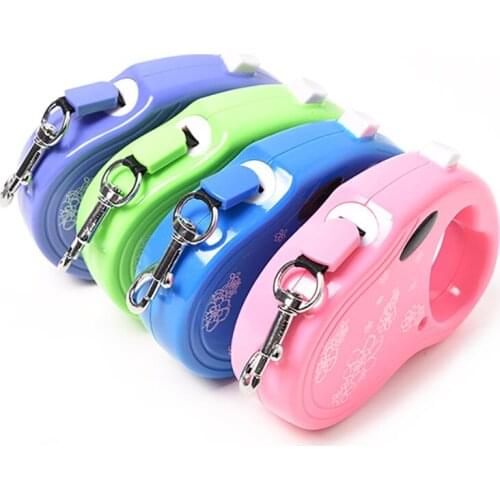 3M Quick Release Retractable Dog Leash Flowers Printed Automatic Nylon Dog Lead Rope Extending Puppy Pet Walking Running Leashes