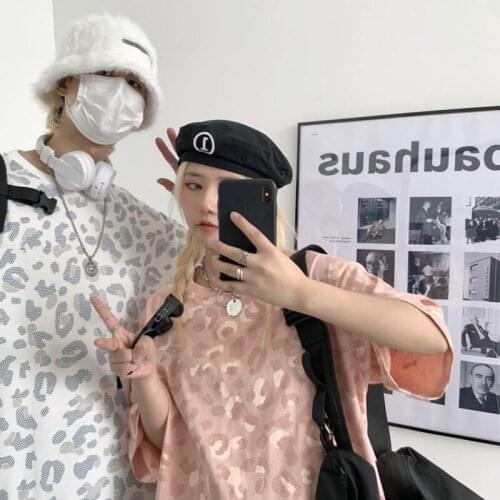 Korean Clothing Spotted Couple Vintage Short-Sleeved t-Shirt Women Oversized Top Emo Harajuku Gothic 90s Tee Grunge Clothes Y2k