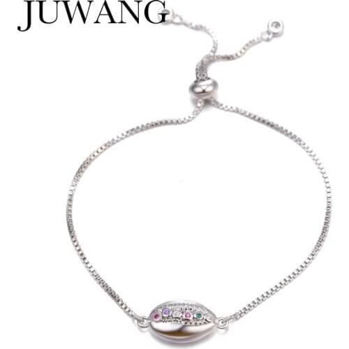 CZ Zircon Crystal Shell Charm Bracelet &bangles jewelry colorful adjustable bracelet copper For homme femme 2019