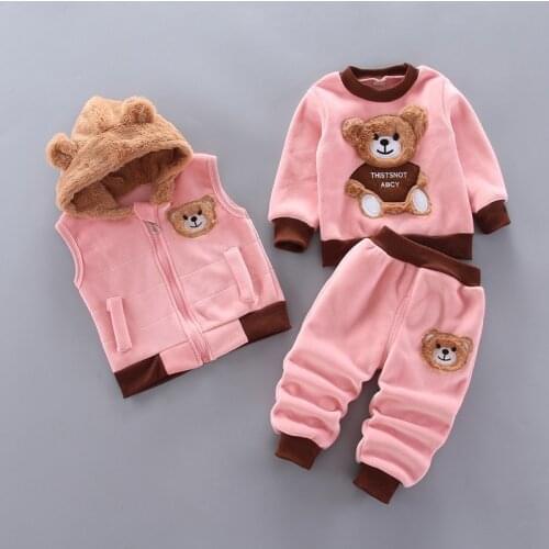 Baby Boy Clothes Cartoon Bear Winter Boys Clothing Sets Sweater + Vest And Pants Children Suit Outfits Toddler Kids Clothing Set