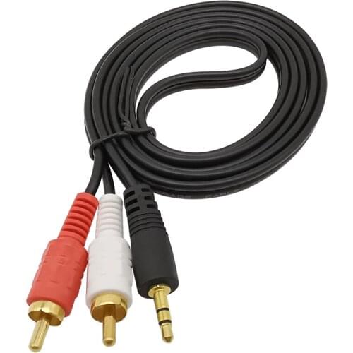 1Pcs Dual RCA Male Plug to 3.5mm Male Plug AUX Stereo PC AV Audio Splitter Cable Connector Length 1.5Meters