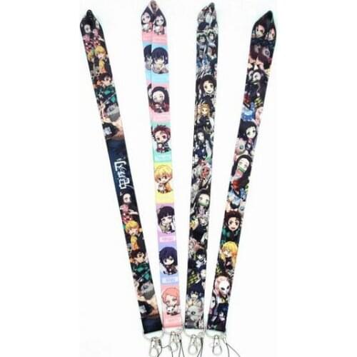 1 pcs Anime Kimetsu no Yaiba Neck Strap Lanyards Badge Holder Rope Pendant Key Chain Accessories Gift