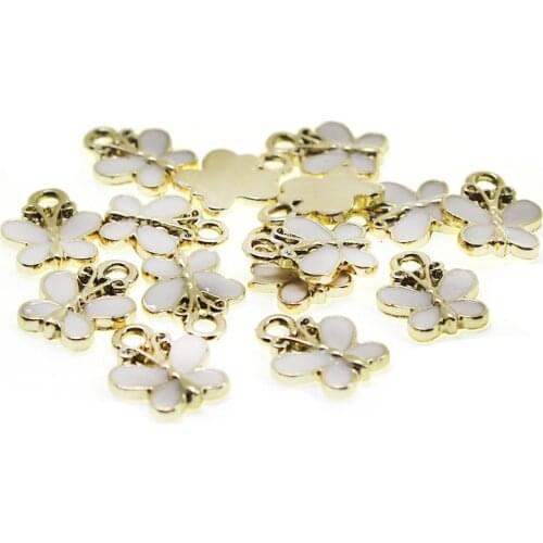 10pcs 20pcs/lot 11x14mm Copper Alloy Drop Oil Enamel Animal Butterfly Charms Pendant For DIY Bracelet Earring Jewelry Making