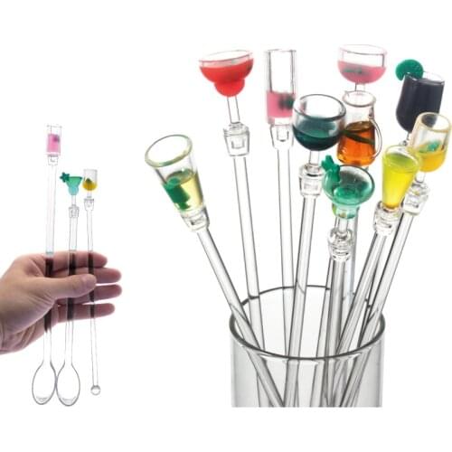 10Pcs Acrylic Swizzle Mixing Sticks Cocktail Drink Stirring Sticks Mixer Muddler for Restaurant Bar Party Barware Drinking Tool