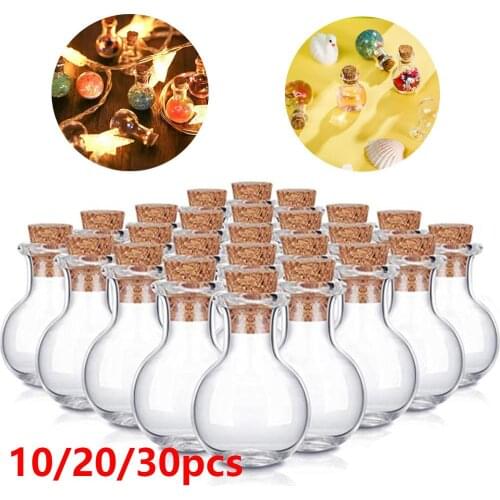 10pcs Mini Glass Bottles Christmas Wish Bottles Small Empty Clear Glass Bottles Vials For Holiday Wedding Home Decoration Gifts