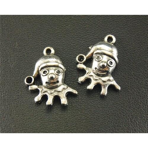 10pcs Silver Color Clown Charm DIY Jewelry Findings Accessories Fools day 17x22mm A1578