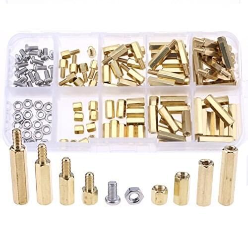 120Pcs M3 Double-pass Hex Studs Copper Pillars Through-holes Standoff Screw Spacers Isolation Spacing Screw