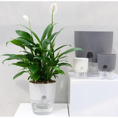 2 Layer Watering Planter Self Watering Plant Flower Pot With Water Container Round Flowerpot Home Garden Decor Garden Supplies