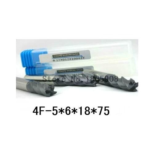 4F-5*6*18*75, 4 four Flute Long carbide end mills,extended length Carbide Square Flatted End Mill , the lathe tool,cnc,machine