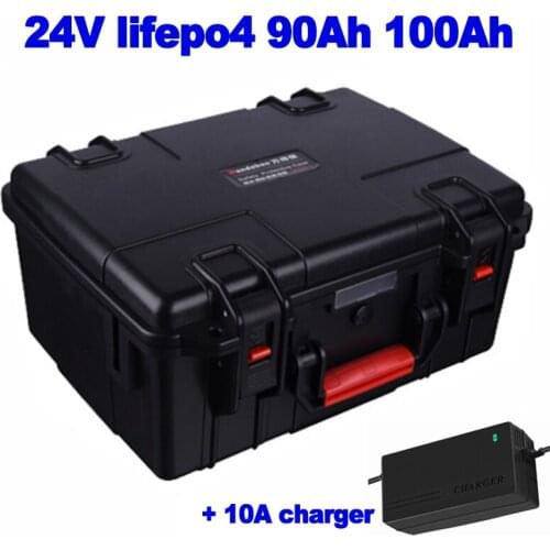 24V 25.6v LiFePO4 lithium iron phosphate 90ah 100ah Battery Pack for wheelchair robot CATV system Solar street lamp +10A charger