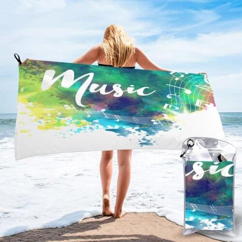 Quick Dry Beach Towel Abstract Grunge Musical Microfiber Bath Towel Beach Cushion Swimming Personalized Sand Free Beach Towel