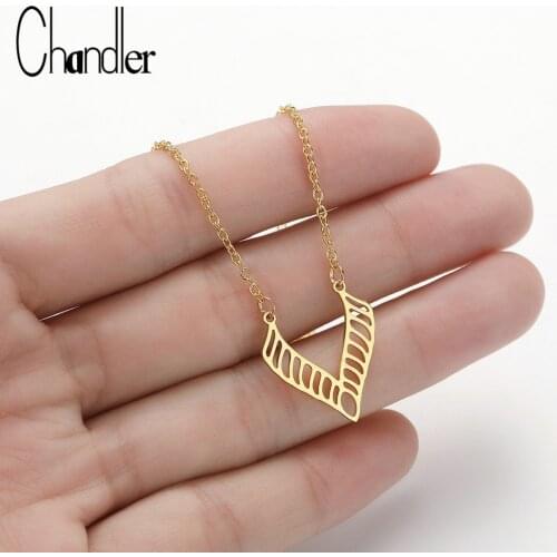 Chandler Stainless Steel Necklace Raw V Shape Pendant Geometric Charm Findings Chain Necklace 3 Colors Minimalist Colier Chokers