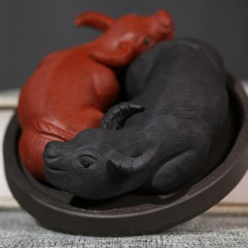 Tea pet ceramic purple sand bull ox fengshui home decor ornament gift figurines Tabletop adornment MJ