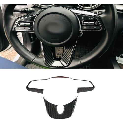 For Kia Cerato k3 Seltos 2019 2020 Carbon Fiber Steering Wheel Cover Trim Protector Sticker Frame Interior CarAccessories