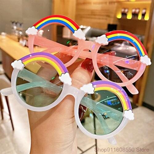 2021 Children Round Sunglasses Kids Rainbow Sun Glasses Baby Shades Colorful Eyeglasses Boys Girls Purple Cute Eyewear UV400