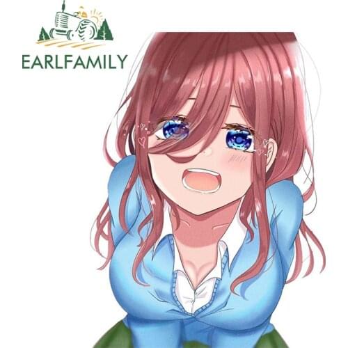 EARLFAMILY 13cm x 9.9cm For Miku Nakano Campervan Car Stickers Motorcycle Decal Waterproof Surfboard Trunk RV Anime Decoration