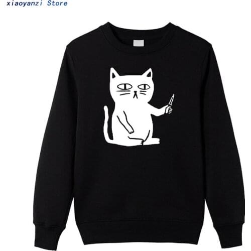 Cotton cool Winter Autumn men women casual Sweatshirts cat print Pullovers male 2020 Hoodies top982