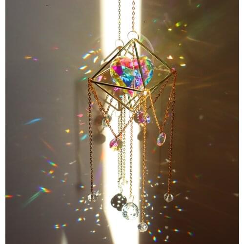 Crystal Decor Prisms Hanging Rainbow Chaser Sun Lighting Accessories for Window Curtains Pendant Home Garden Car