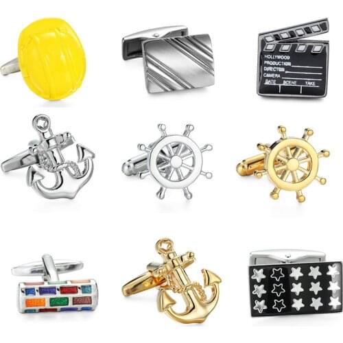 KC High quality mens shirt cuff button new fashion blue map / spear / rudder / safety helmet cuff button, 1 pairs free delivery