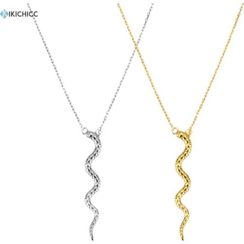 Kikichicc 925 Sterling Silver Snake Pendant Big Necklace Long Chain Womne Rock Punk Jewelry Statement Best Gift Jewellry
