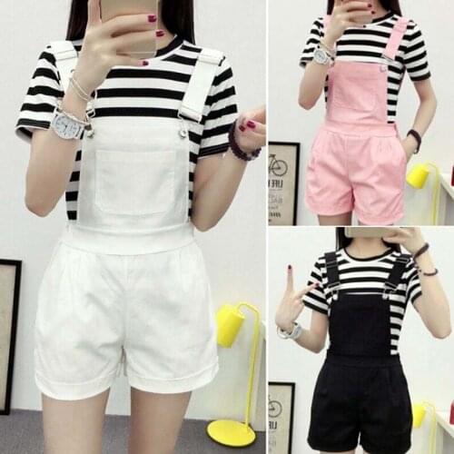 Denim Overalls Women Summer Lovely Jumpsuits Spring Denim Jeans Overalls Shorts Female Pink/white/black Overall Jumpsuit