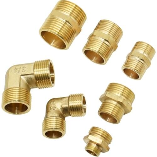 10pcs Male 1“ 3/4“ to 1/2“ to 1/4“ Male Thread Connector Brass Elbow Repair Copper Reducing Connector Hose Extend