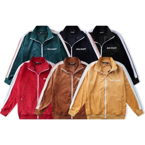 Palm angels 22SS Logo letters Velvet retro sports jacket for men and women, fashionable retro jacket sportswear