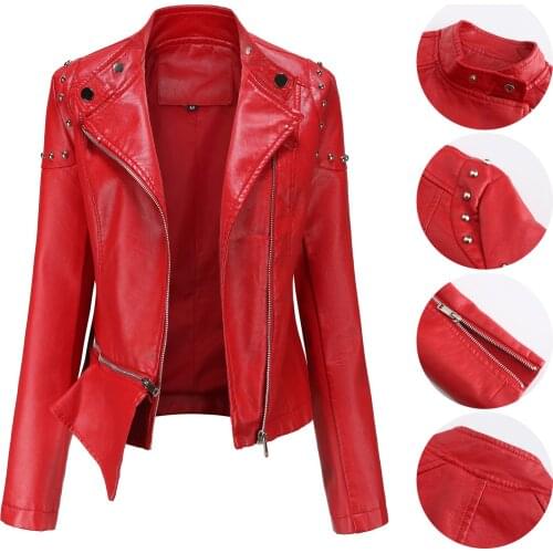 Spring Autumn Pu Leather Jacket Women Loose Coat Ladies Casual Brand New Zipper Motorcycle Biker Jacket Outerwear Female