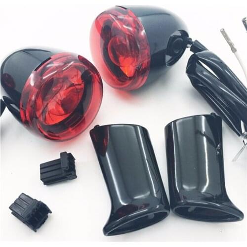 Motorcycle Rear Turn Signals Lights With mount Brackets For harley Sportster XL 883 1200 Nightster SuperLow 92-16 Black red lens