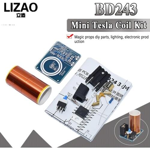 WAVGAT BD243 Mini Tesla Coil Kit Magic Props DIY Parts Empty Lights Technology Diy Electronics BD243C