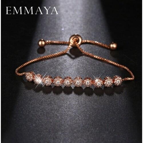 EMMAYA 2017 New Rose Gold Color Chain Link Bracelets for Women Ladies Shining AAA Cubic Zircon Crystal Jewelry Gift